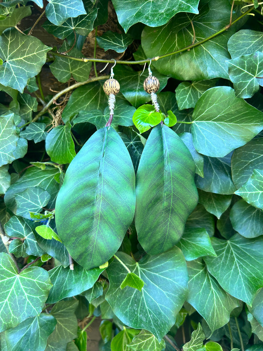 green leaf earrings