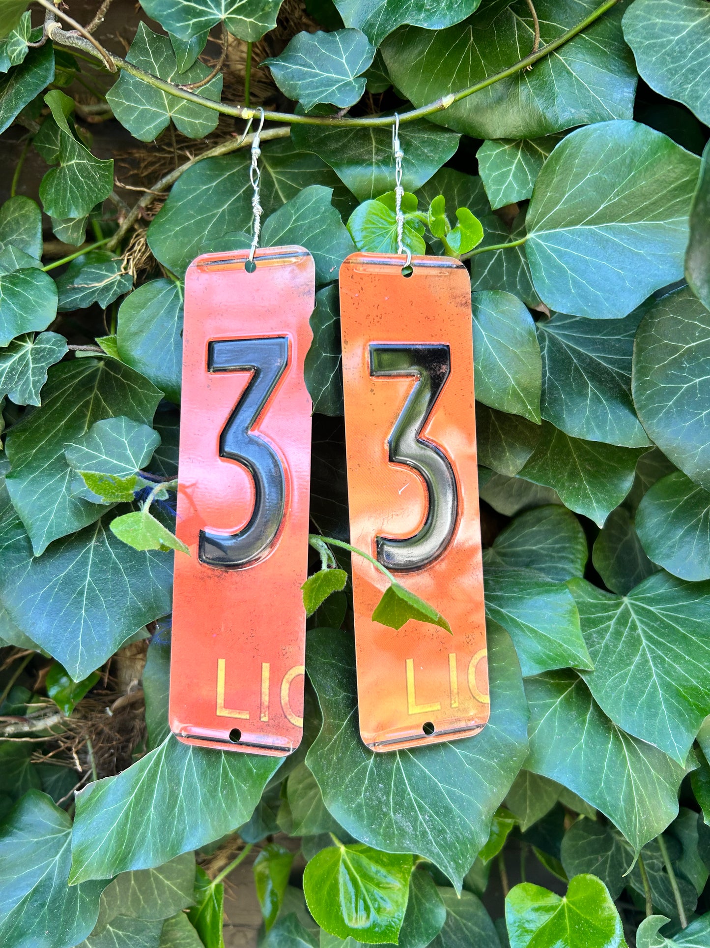 Liense plate earrings